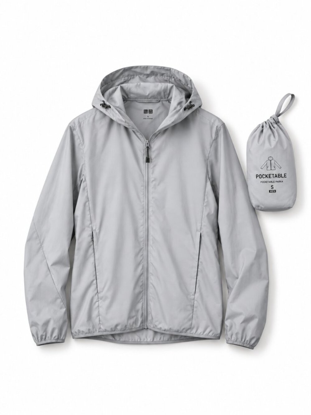 UNIQLO Light Gray Pocketable Parka Packable Travel Jacket Men’s S